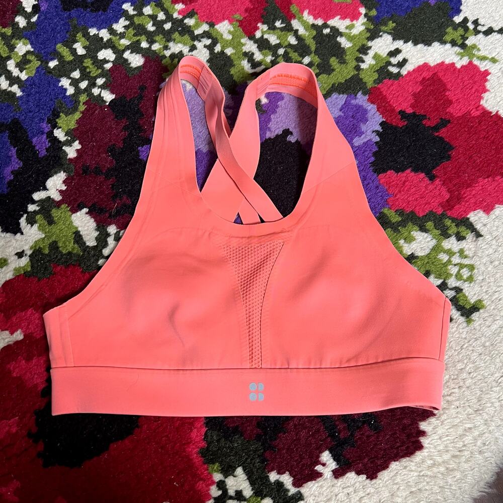 Sweaty Betty Coral Racerback Athletic Sports Bra SIze 32A